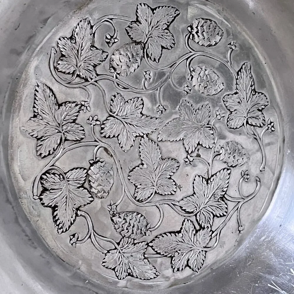 Aluminum Bowl Hop Vines Crimped Edge VTG Beer Barware Everlast Hand Forged